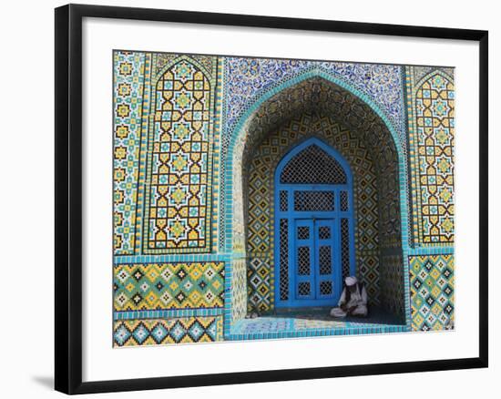 Pilgrim Sits in a Niche at the Shrine of Hazrat Ali, Mazar-I-Sharif, Afghanistan-Jane Sweeney-Framed Photographic Print