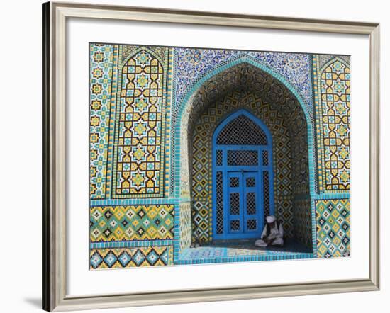 Pilgrim Sits in a Niche at the Shrine of Hazrat Ali, Mazar-I-Sharif, Afghanistan-Jane Sweeney-Framed Photographic Print