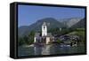 Pilgrimage Church and Hotel Weisses Roessl, St. Wolfgang, Lake Wolfgang, Salzkammergut, Upper Austr-Hans-Peter Merten-Framed Stretched Canvas