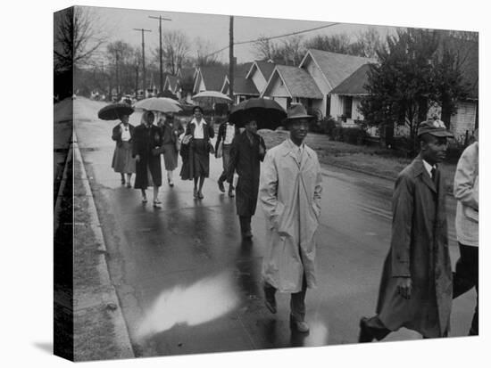 Pilgrimage Protest with Black Montgomery Citizens Walking to Work, in Wake of Rosa Parks Incident-Grey Villet-Stretched Canvas