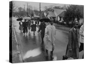 Pilgrimage Protest with Black Montgomery Citizens Walking to Work, in Wake of Rosa Parks Incident-Grey Villet-Stretched Canvas