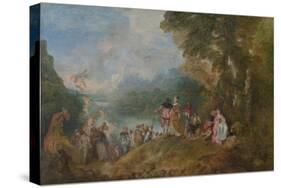 Pilgrimage to Cythera (Embarkation for Cyther), 1717-Jean Antoine Watteau-Stretched Canvas