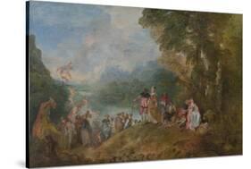 Pilgrimage to Cythera (Embarkation for Cyther), 1717-Jean Antoine Watteau-Stretched Canvas