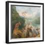 Pilgrimage to Cythera (Embarkation for Cyther) Detal: Putti, 1717-Jean Antoine Watteau-Framed Premium Giclee Print