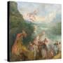 Pilgrimage to Cythera (Embarkation for Cyther) Detal: Putti, 1717-Jean Antoine Watteau-Stretched Canvas