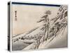 Pilgrims Ascending Snow-covered Hillside toward Shrine at Summit, Japanese Wood-Cut Print-Lantern Press-Stretched Canvas