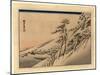 Pilgrims Ascending Snow-Covered Hillside Toward Temple at Summit-Utagawa Hiroshige-Mounted Giclee Print