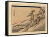 Pilgrims Ascending Snow-Covered Hillside Toward Temple at Summit-Utagawa Hiroshige-Framed Stretched Canvas