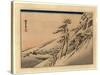 Pilgrims Ascending Snow-Covered Hillside Toward Temple at Summit-Utagawa Hiroshige-Stretched Canvas