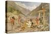 Pilgrims at Gangootree, from 'India Ancient and Modern', 1867 (Colour Litho)-William 'Crimea' Simpson-Stretched Canvas