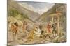 Pilgrims at Gangootree, from 'India Ancient and Modern', 1867 (Colour Litho)-William 'Crimea' Simpson-Mounted Giclee Print