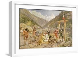 Pilgrims at Gangootree, from 'India Ancient and Modern', 1867 (Colour Litho)-William 'Crimea' Simpson-Framed Giclee Print