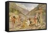 Pilgrims at Gangootree, from 'India Ancient and Modern', 1867 (Colour Litho)-William 'Crimea' Simpson-Framed Stretched Canvas