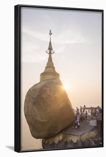 Pilgrims at Golden Rock Stupa (Kyaiktiyo Pagoda) at Sunset, Mon State, Myanmar (Burma), Asia-Matthew Williams-Ellis-Framed Photographic Print