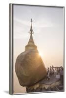 Pilgrims at Golden Rock Stupa (Kyaiktiyo Pagoda) at Sunset, Mon State, Myanmar (Burma), Asia-Matthew Williams-Ellis-Framed Photographic Print