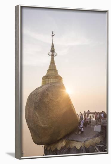 Pilgrims at Golden Rock Stupa (Kyaiktiyo Pagoda) at Sunset, Mon State, Myanmar (Burma), Asia-Matthew Williams-Ellis-Framed Photographic Print