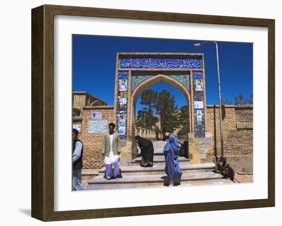 Pilgrims at Main Entrance Arch, Sufi Shrine of Gazargah, Herat, Herat Province, Afghanistan-Jane Sweeney-Framed Photographic Print