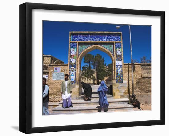 Pilgrims at Main Entrance Arch, Sufi Shrine of Gazargah, Herat, Herat Province, Afghanistan-Jane Sweeney-Framed Photographic Print