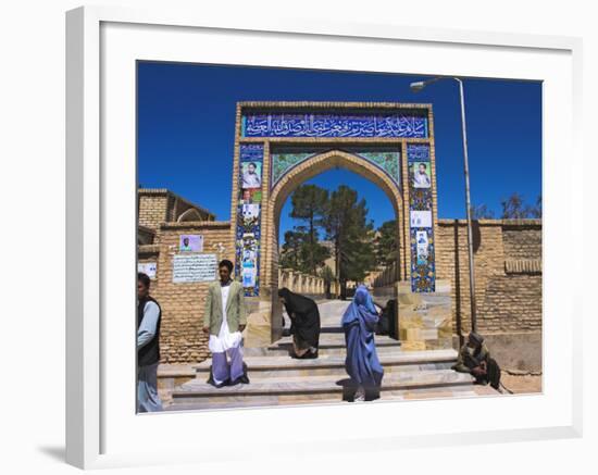 Pilgrims at Main Entrance Arch, Sufi Shrine of Gazargah, Herat, Herat Province, Afghanistan-Jane Sweeney-Framed Photographic Print