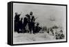 Pilgrims at Plymouth-Clyde O. Deland-Framed Stretched Canvas