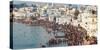 Pilgrims at the annual Hindu pilgrimage to holy Pushkar Lake, Pushkar, Ajmer District, Rajasthan...-null-Stretched Canvas