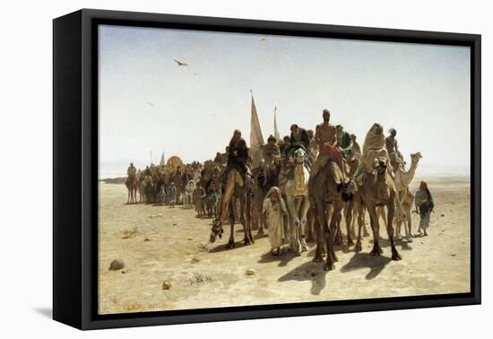 Pilgrims Going to Mecca (Pélerins Allant À La Mecque)-Leon-Auguste-Adolphe Belly-Framed Stretched Canvas