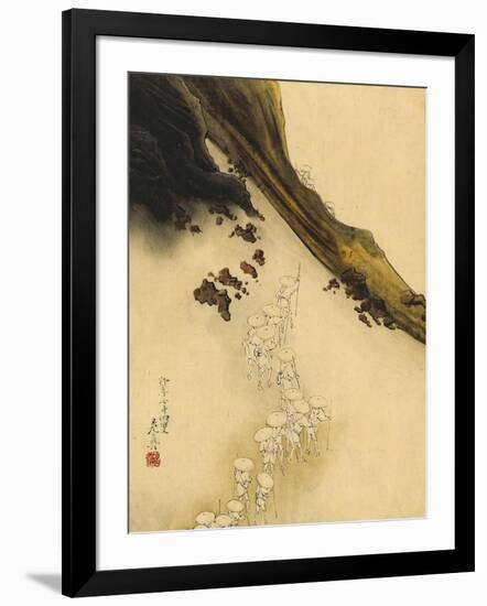 Pilgrims on the Slopes of Mount Fuji-Shibata Zeshin-Framed Art Print