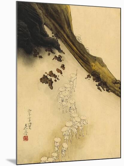 Pilgrims on the Slopes of Mount Fuji-Shibata Zeshin-Mounted Art Print