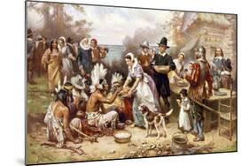 Pilgrims: Thanksgiving, 1621-null-Mounted Giclee Print
