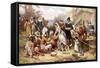 Pilgrims: Thanksgiving, 1621-null-Framed Stretched Canvas