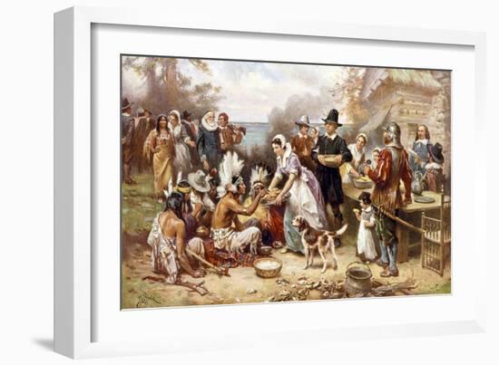 Pilgrims: Thanksgiving, 1621-null-Framed Giclee Print