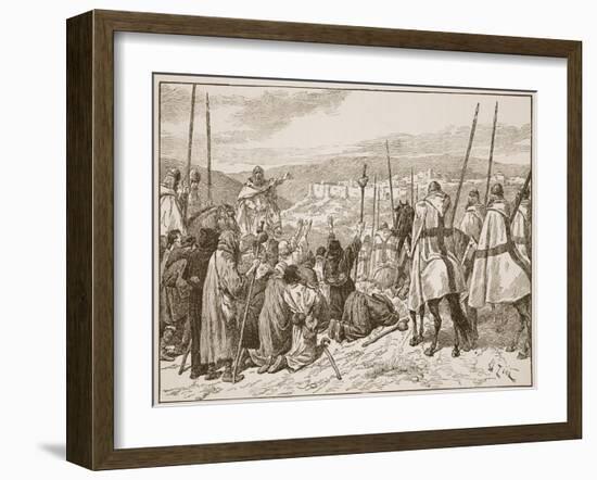 Pilgrims under Escort of Knights Templars, in Sight of Jerusalem-Edouard Zier-Framed Giclee Print