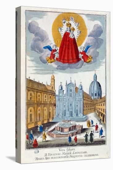 Pilgrims Visiting the Shrine of Our Lady of Loretto, 18th Century (Coloured Engraving)-French-Stretched Canvas