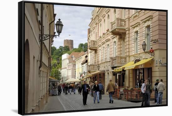 Pilies Gatve with the Old Castle in the Background, Vilnius, Lithuania, Baltic States-Gary Cook-Framed Stretched Canvas