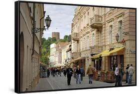 Pilies Gatve with the Old Castle in the Background, Vilnius, Lithuania, Baltic States-Gary Cook-Framed Stretched Canvas