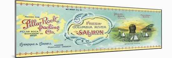 Pillar Rock, Washington - Pillar Rock Salmon Label-Lantern Press-Mounted Art Print