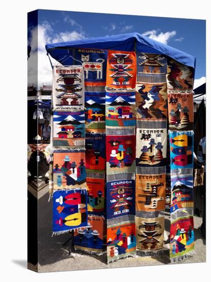 Pillow Covers for Sale at a Handicraft Market, Otavalo, Imbabura Province, Ecuador-null-Stretched Canvas