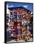 Pillow Covers for Sale at a Handicraft Market, Otavalo, Imbabura Province, Ecuador-null-Framed Stretched Canvas