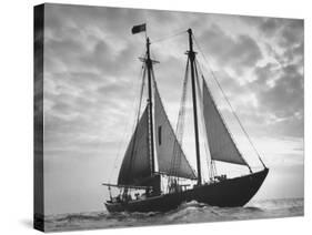 Pilot Boat Sailing at Entrance to Boston Harbor-Carl Mydans-Stretched Canvas