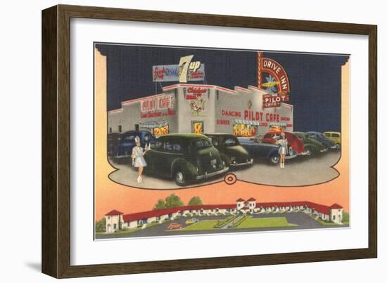 Pilot Cafe, Drive-In, Roadside Retro-null-Framed Art Print