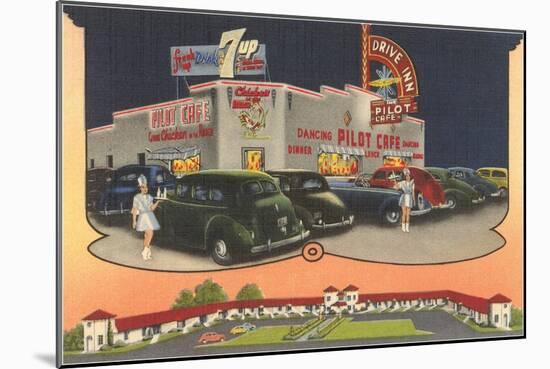 Pilot Cafe, Drive-In, Roadside Retro-null-Mounted Art Print