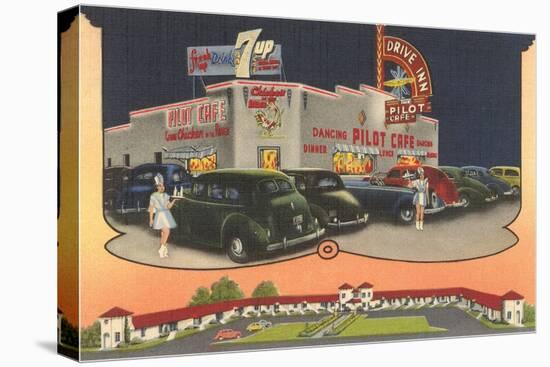 Pilot Cafe, Drive-In, Roadside Retro-null-Stretched Canvas