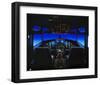 pilot-centered 737-300 Flight Deck-null-Framed Art Print