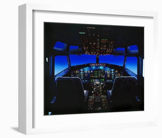 pilot-centered 737-300 Flight Deck-null-Framed Art Print