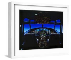 pilot-centered 737-300 Flight Deck-null-Framed Art Print