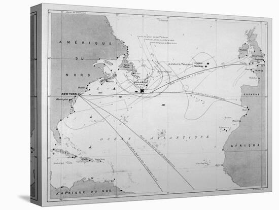 Pilot Chart Showing the Intended Journey of the Titanic Across the Atlantic Ocean-null-Stretched Canvas