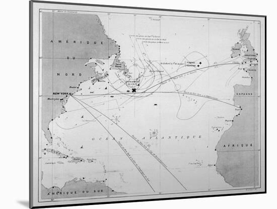 Pilot Chart Showing the Intended Journey of the Titanic Across the Atlantic Ocean-null-Mounted Art Print