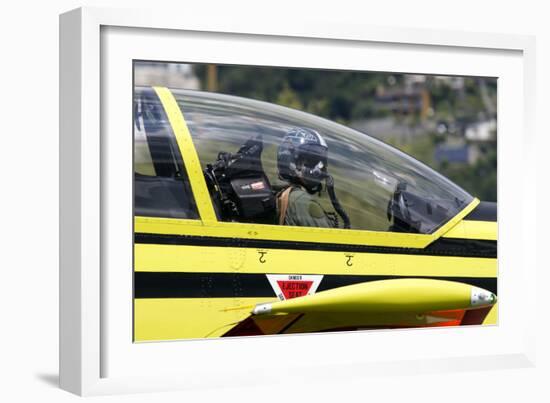 Pilot in the Cockpit of a Pilatus Pc-9 of the Swiss Air Force-null-Framed Photographic Print