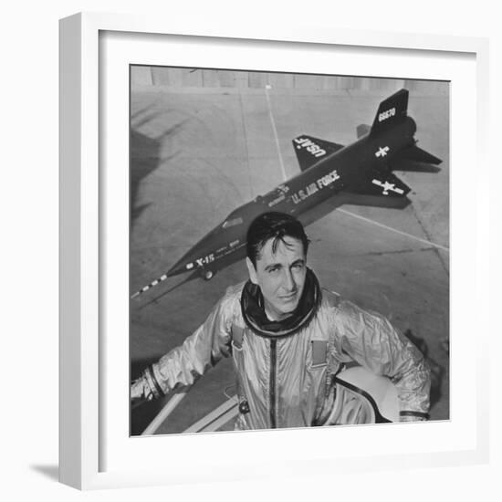 Pilot Scott Crossfield Standing in Front of the X-15-Allan Grant-Framed Photographic Print