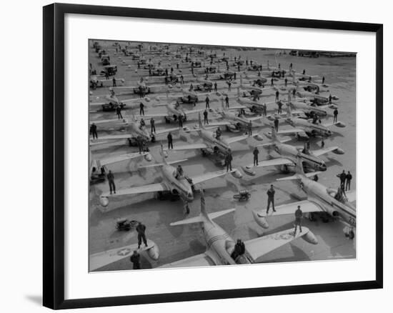 Pilots Posing with Their F-80 Planes-Walter Sanders-Framed Photographic Print